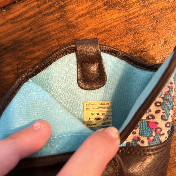 Ariat baby boots size 6-12 months pink and teal cactus - Picture 3 of 4